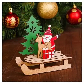 Декор «Дед мороз с оленем на санях»