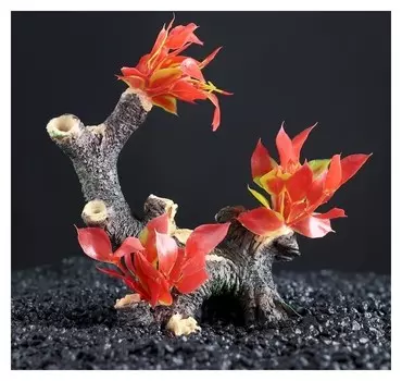 Декор для аквариума "Коряга" с растениями, 15 х 7 х 16,5 см