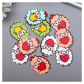 Декор для творчества дерево "Барашек с сердечком" набор 10 шт 4,1х3 см