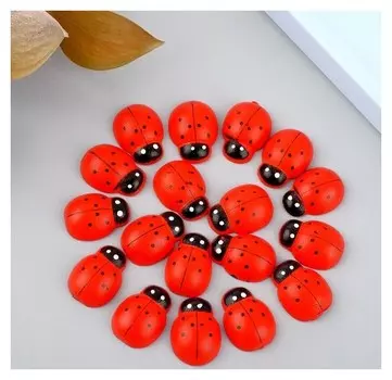 Декор для творчества дерево "Божьи коровки" (Набор 18 шт) 1,9х1,4 см