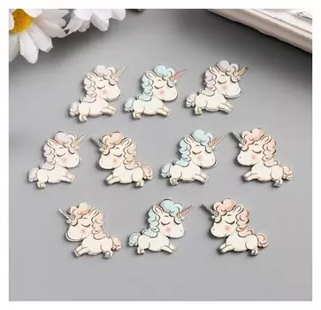 Декор для творчества дерево "Спящие единороги" набор 10 шт 2,7х2,2 см