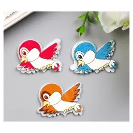 Декор для творчества дерево, войлок "Птенчик" набор 6 шт 3,4х2,7 см