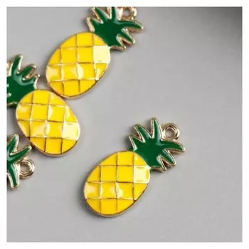 Декор для творчества металл, эмаль "Ананас" золото 1,4х1,2 см