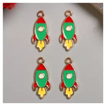 Декор для творчества металл, эмаль "Ракета" золото 2,4х1 см