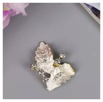 Декор для творчества металл "Два листочка" стразы 1,9х2,6 см