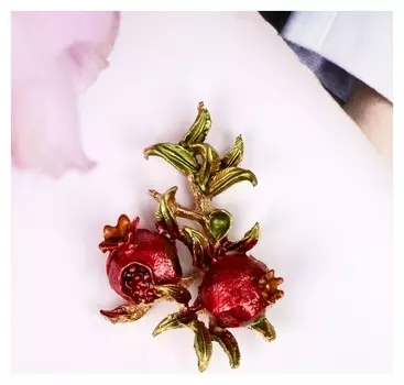 Декор для творчества металл "Гранаты на ветке" 3,2х2,3 см