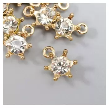 Декор для творчества металл "Корона с алмазом" набор 10 шт 1,1х1,1 см