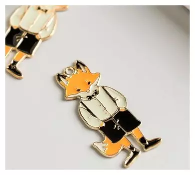 Декор для творчества металл "Лис нарядный" эмаль 4,5х1,9 см