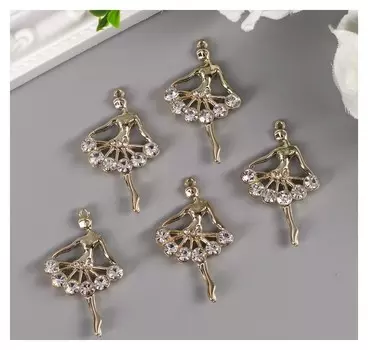 Декор для творчества металл, стразы "Балерина" золото 3,4х2,2 см