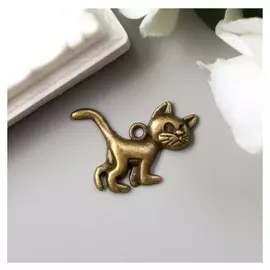 Декор для творчества металл "Важный кот" бронза 2,2х3 см