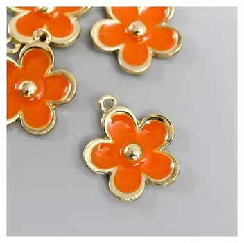 Декор для творчества металл "Яркий цветочек" эмаль 1,9х1,9 см