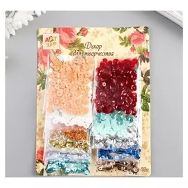 Декор для творчества "Пайетки - 6 мм" 12 цветов х 3 грамма 17х13 см