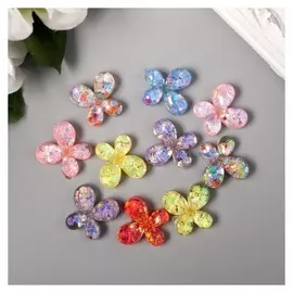 Декор для творчества пластик "Бабочка с глиттером" 2,2х2 см