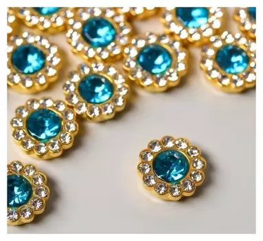 Декор для творчества пластик "Цветок бирюза" набор 30 шт 1х1х0,5 см