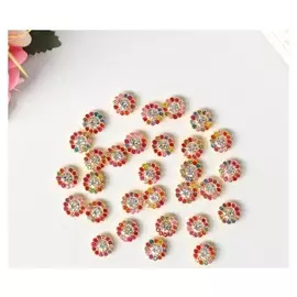 Декор для творчества пластик "Цветок цветные кристаллы" набор 30 шт 1х1х0,5 см