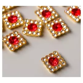 Декор для творчества пластик "Квадрат рубин" набор 30 шт 1х1х0,5 см