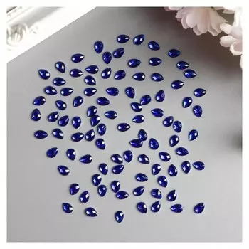 Декор для творчества пластик "Стразы капельки. Индиго" набор 100 шт 0,6х0,4 см
