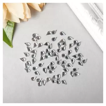 Декор для творчества пластик "Стразы капельки. Прозрачные" (набор 100 шт) 0,6х0,4 см