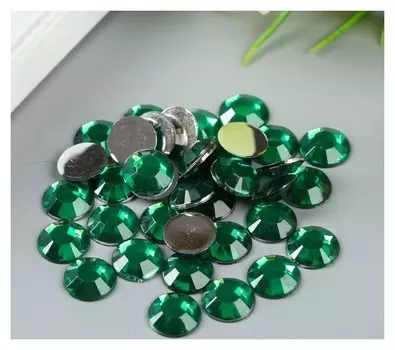 Декор для творчества пластик "Стразы круглые. Ярко-зелёные" набор 36 шт 1х1 см