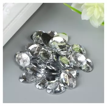 Декор для творчества пластик "Стразы овал. прозрачные" набор 40 шт 1,2х1,4 см