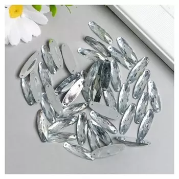 Декор для творчества пластик "Стразы овал. серебро" набор 50 шт 0,8х2,8 см