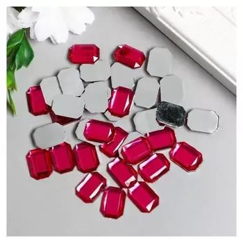 Декор для творчества пластик "Стразы прямоугольник. фуксия" набор 50 шт 1,3х1,8 см