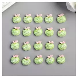 Декор для творчества пластик "Зелёное яблоко" перламутр набор 20 шт 1,2х1,2 см