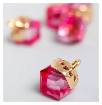 Декор для творчества стекло "Куб-кристалл" набор 5 шт малиновый 0,8х0,8 см