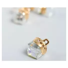 Декор для творчества стекло "Куб-кристалл" прозрачный голография набор 5 шт 0,8х0,8 см