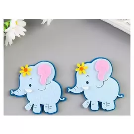 Декор для творчества войлок "Слонёнок с цветочком" (Набор 2 шт) 6,5х6,2 см