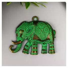 Декор металл для творчества "Индийский слон" (F16455) зелёная патина 4,8х5,5 см