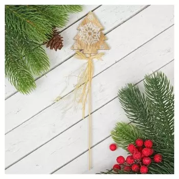 Декор на палочке «Ёлочка со снежинкой»