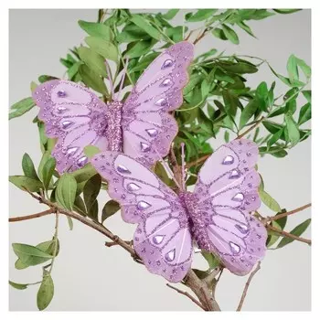 Декор на прищепке из пластика Бабочка Цвет сиреневый