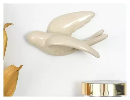 Декор настенный керамика "Белая ласточка" 7,5х6х10 см