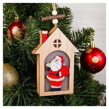 Декор с подсветкой Дед мороз в домике