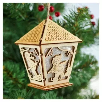 Декор с подсветкой "Фонарь со снеговиком"