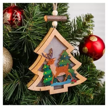 Декор с подсветкой «Ёлочка с оленем»