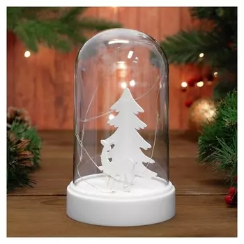 Декор с подсветкой "Олень и ель"