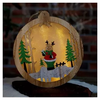 Декор с подсветкой "Олень с подарком" 3,5×19,5×21,5 см