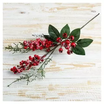 Декор "Зимнее чудо" веточка с ягодами 37 см