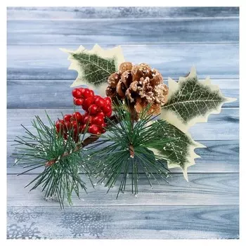 Декор "Зимние грезы" калина красная шишка в снегу 20 см