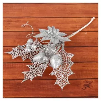 Декор "Зимние мечты" лилия 20 см, серебро