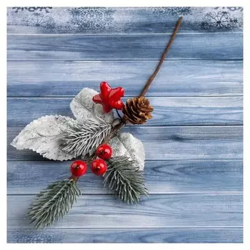 Декор "Зимняя магия" листья хвоя звезда шишка 28 см