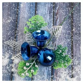 Декор "Зимняя сказка" ягодки и колокольчики 15 см, синий