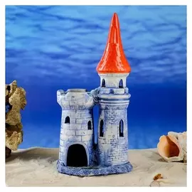 Декорация для аквариума "Башня и крепость", синяя, 28 см