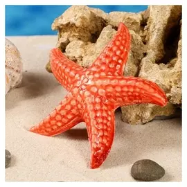 Декорация для аквариума "Морская звезда №22", красная, 12х11х2.5 см