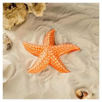 Декорация для аквариума "Морская звезда", оранжевая, 12х11х2.5 см