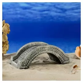 Декорация для аквариума "Мост", серая, 21х10х8 см