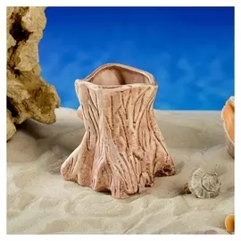 Декорация для аквариума "Пень", коричневая, 8х9х10 см