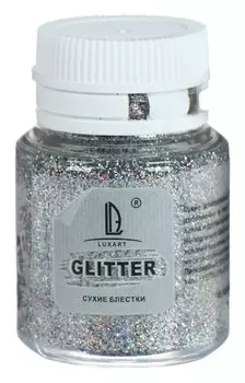 Декоративные блёстки Luxart Luxglitter (Сухие), 20 мл, голографическое серебро